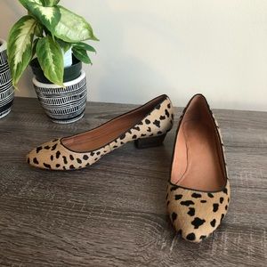 Medewell Leather Leopard Print Low Wedge